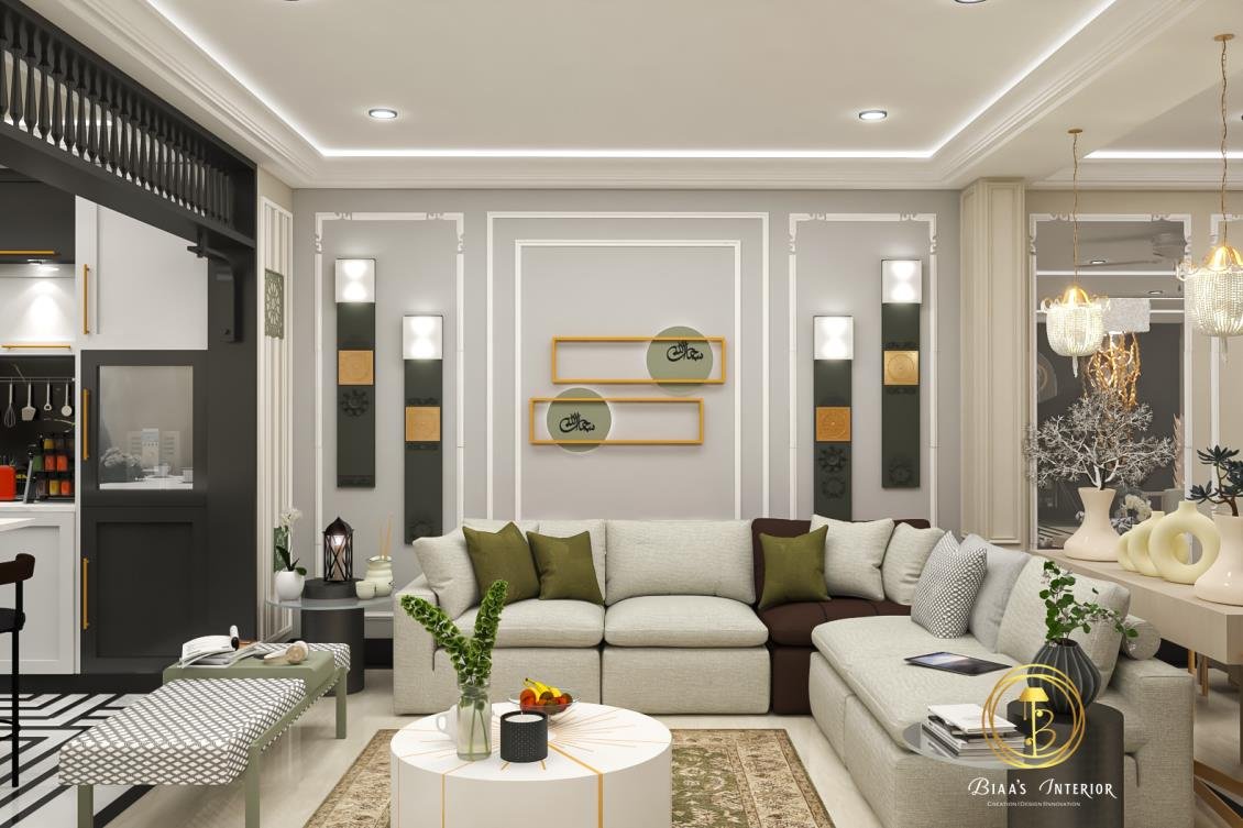 Luxury residential living room in Islamabad designed by Miss Biaa, interior designer