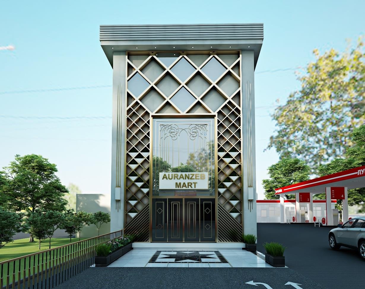 Auranzeb Mart commercial facade by Biaas Interior